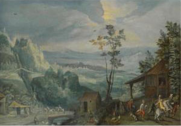 An Extensive Landscape With Villagers In The Foreground - view 1