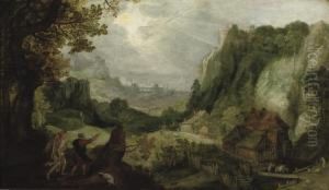 A Rocky Landscape With Tobias And The Angel