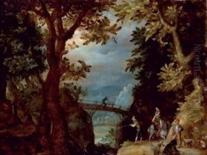 Chasseurs Dans Un Paysage by Anton Mirou