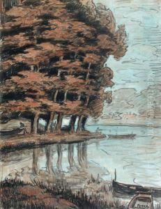 Paysage Au Bord De L'eau by Jean Misceslas Peske