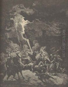 Elijah Destroying The Messengers Of Ahaziah by Gustave Dore