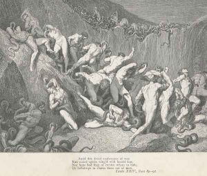 Ran naked spirits wing'd with horrid fear (Canto XXIV., line 90) by Gustave Dore