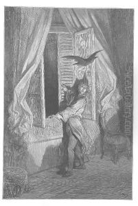 A stately Raven of the saintly days of yore. by Gustave Dore
