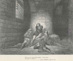 Then, not to make them sadder, I kep down My spirit in stillness. (Canto XXXIII., lines 62-63) by Gustave Dore