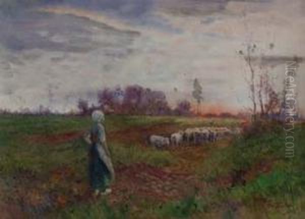 Shepherdess At Dusk - view 1