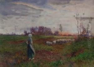 Shepherdess At Dusk