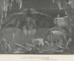 Where thou has need to arm thy heart with strength. (Canto XXXIV., line 21) by Gustave Dore