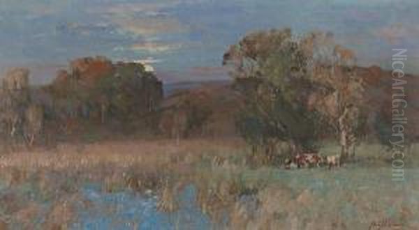 Cattle Watering, Moonlight - view 1