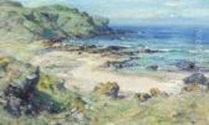 Children Bathing In A Rocky Cove by John Campbell Mitchell