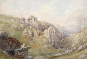 A Stream Running Through A Moorland Landscape by Philip Mitchell