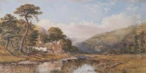 River Landscape With Cottage by Philip Mitchell