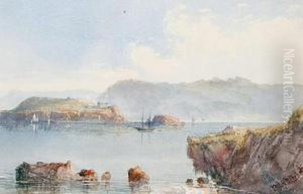 A View Of Drake's Island And Mount Edgcombe In Plymouth Sound by Philip Mitchell