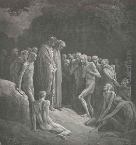 The shadowy forms, That seem'd things dead and dead again, (Canto XXIV., lines 4-6)