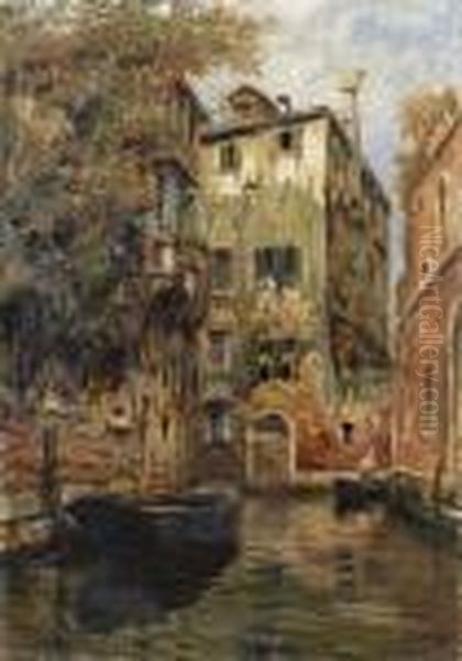 Veduta Di Canale Veneziano Olio Su Tela, Cm 120x86 - view 1