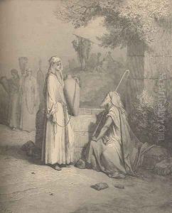 Eliezer And Rebekah by Gustave Dore