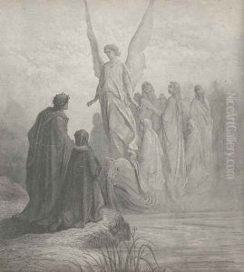 The heav'nly steersman at the prow was seen, (Canto II., line 45)
