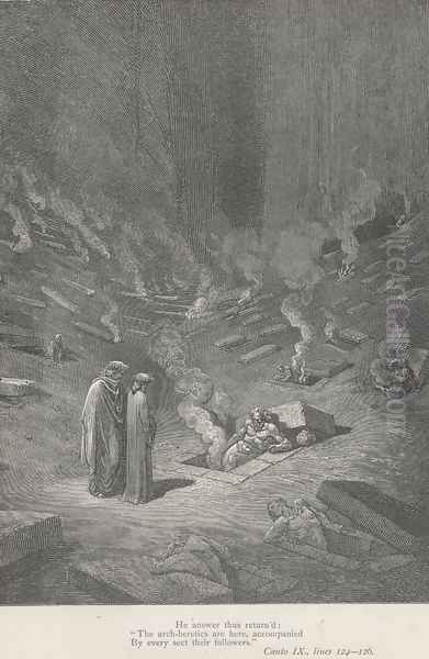 The arch-heretics are here, (Canto IX., line 125) - view 1