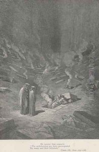 The arch-heretics are here, (Canto IX., line 125) by Gustave Dore