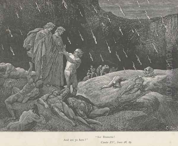 "Ser Brunetto! And are ye here?" (Canto XV., lines 28-29) - view 1