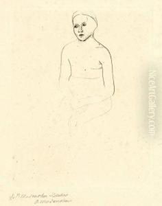 "sitzender Madchenakt" by Paula Modersohn-Becker