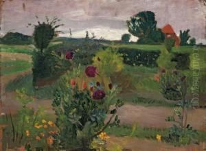 "bauerngarten Mit Rotem Haus" by Paula Modersohn-Becker