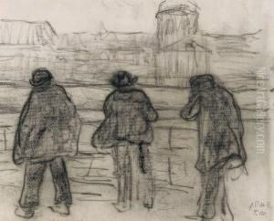 Drei Manner Am Seinekai, Gegenuber Das Institut De France Ruckseitig: by Paula Modersohn-Becker
