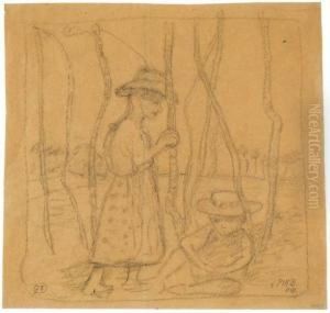 Madchen Zwischen Birken by Paula Modersohn-Becker