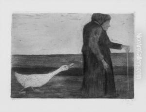 Die Frau Mit Der Gans by Paula Modersohn-Becker