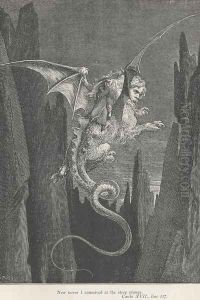 New terror I conceived at the steep plunge. (Canto XVII., line 117) by Gustave Dore