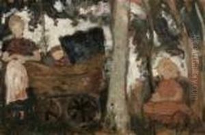 Kinderwagen Mit Kindern Unter Baumen by Paula Modersohn-Becker