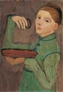 Selbstbildnis, Halbfigur Nach Links, Eine Schale Und Ein Glas Haltend by Paula Modersohn-Becker