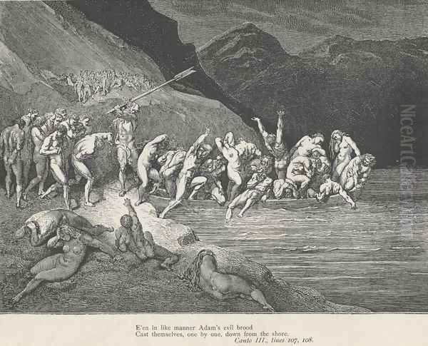 Cast themselves, one by one, down from the shore (Canto III., line 108) - view 1