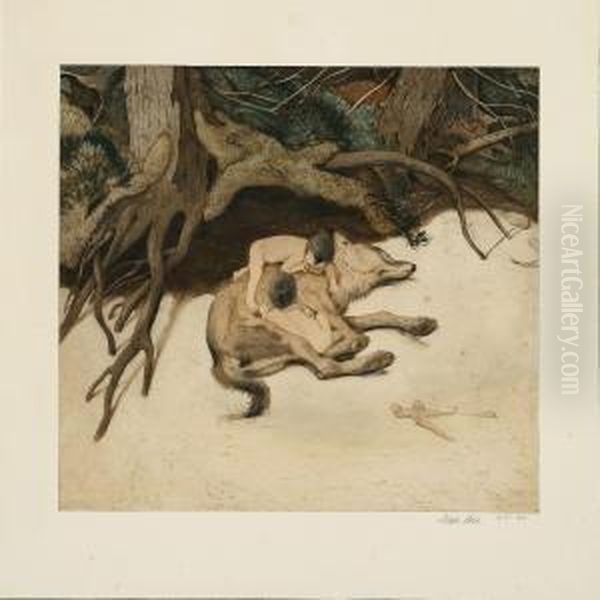 Romulus And Remus Drinking Milk From The Wolf - view 1
