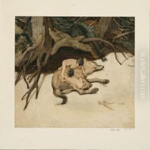 Romulus And Remus Drinking Milk From The Wolf by Louis Moe