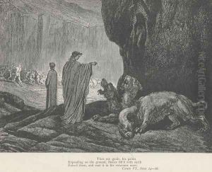 Raised them, and cast it in his ravenous maw. (Canto VI., line 26)