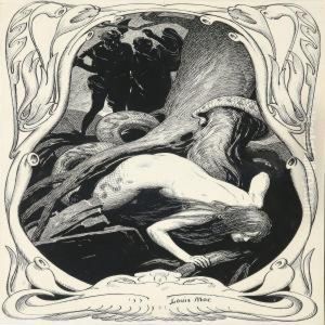 Illustration With A Woman-snake Hunted By Two Men by Louis Moe