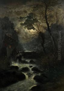 Moulin A Aube Au Clair De Lune by Edward Moerenhout