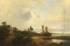 Fischer Am Strand. by Jozef Jodocus Moerenhout