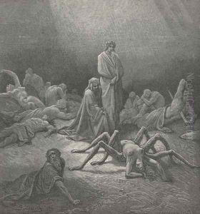 O fond Arachne! thee I also saw (Canto XII., line 43) by Gustave Dore