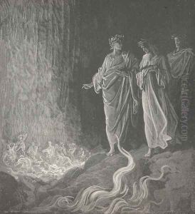 "O God of mercy!" heard I sung; (Canto XXV., line126) by Gustave Dore