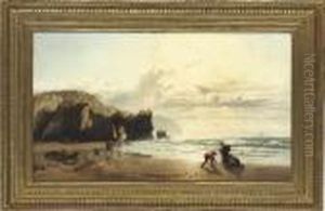 Cockle Gatherers On The Cornish Coast