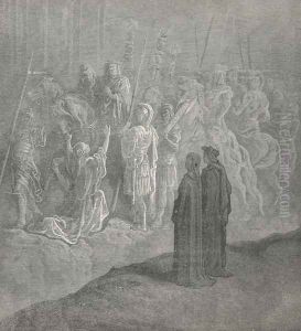 A widow at his bridle stood, attir'd (Canto X, line 74)