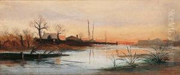 Bord De Lescaut Au Soleil Couchant - view 1