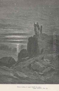 Thence issuing we again beheld the stars. (Canto XXXIV., line 133) by Gustave Dore