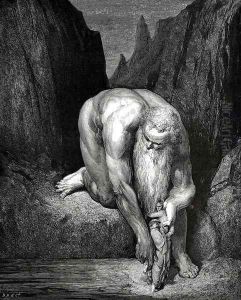 The Inferno, Canto 31, lines 133-135: Yet in th' abyss, That Lucifer with Judas low ingulfs, Lightly he plac'd us