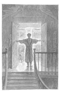 "Here I opened wide the door;" Darkness there, and nothing more. by Gustave Dore