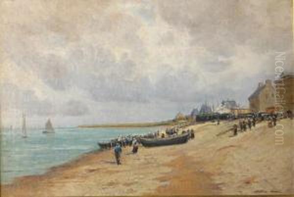 Retour Des Barques De Peche Sur Une Plage Normande - view 1