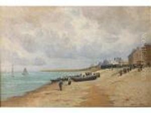 Retour Des Barques De Peche Sur Uneplage Normande