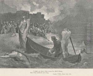 I could not hear what terms he offer'd them, (Canto VIII., line 110) by Gustave Dore