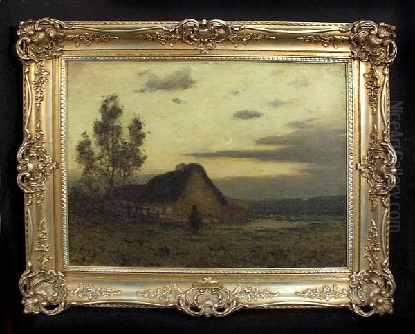 A Landscape At Dusk With A Figure By A Cottage - view 1